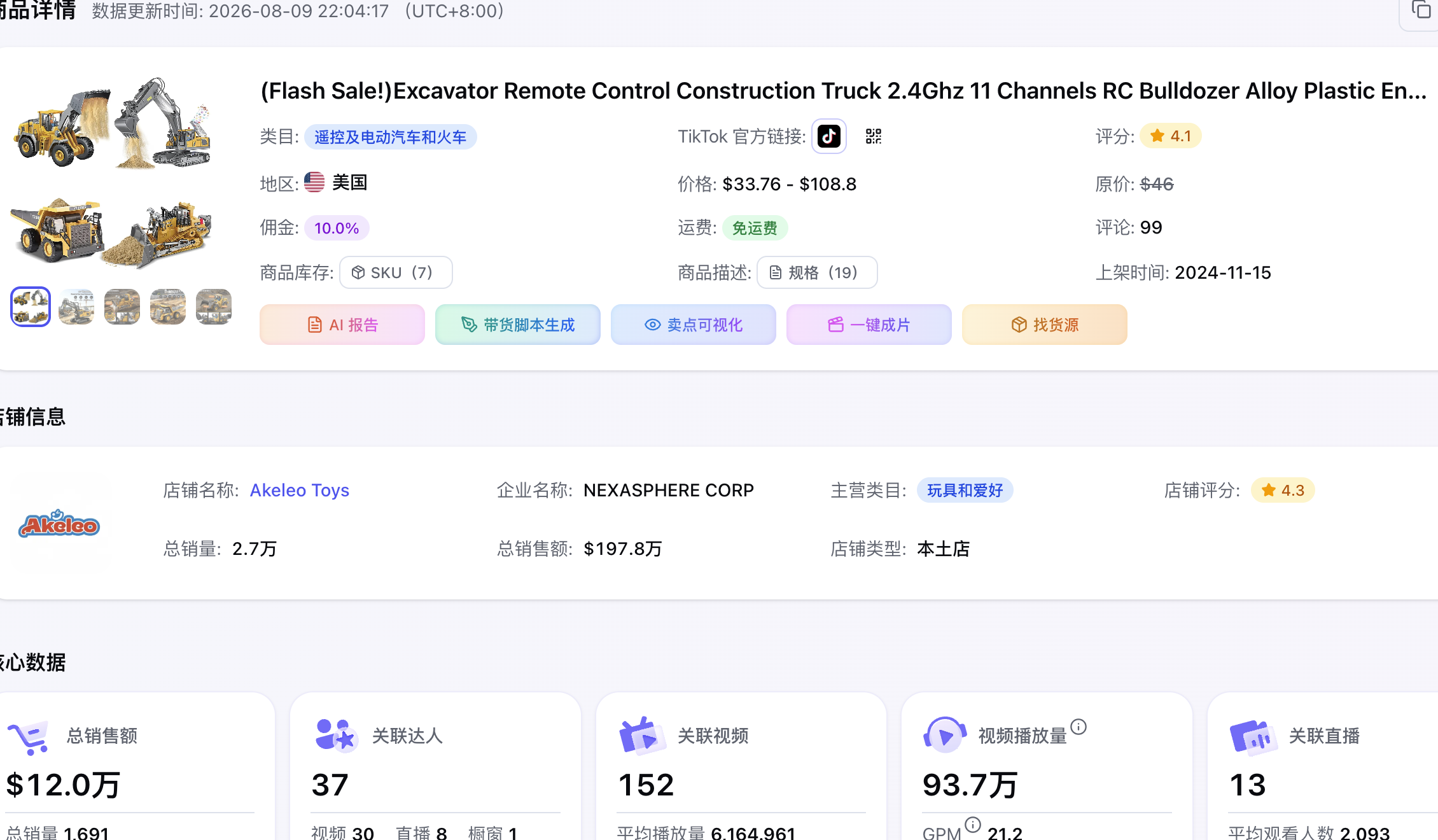 Akeleo 对标商品核心数据证据切片